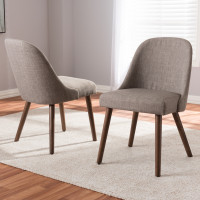 Baxton Studio Cody-Light Grey-DC Cody Mid-Century Modern Light Grey Fabric Upholstered Walnut Finished Wood Dining Chair (Set of 2)